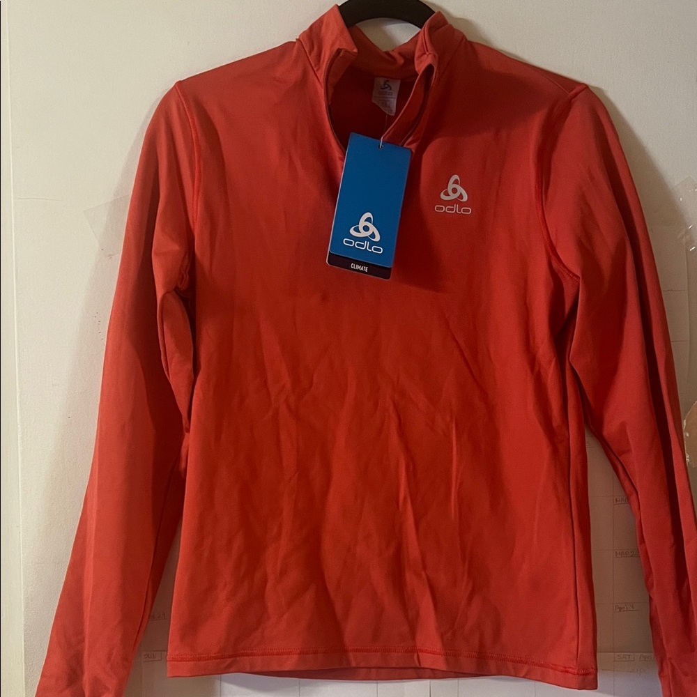 Odlo Women's Long Sleeve Half-Zip Performance Top - Coral Red